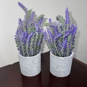 Lavender Faux Plant Set in Gray Pots